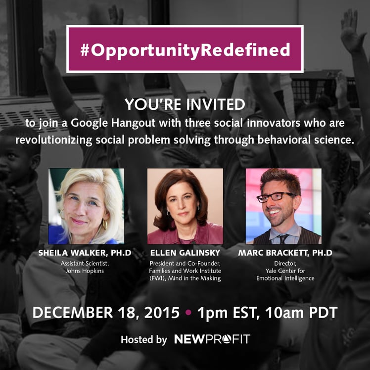 #OpportunityRedefined: Stay Tuned for Live Video of our 12/18 Google Hangout on Behavioral Science