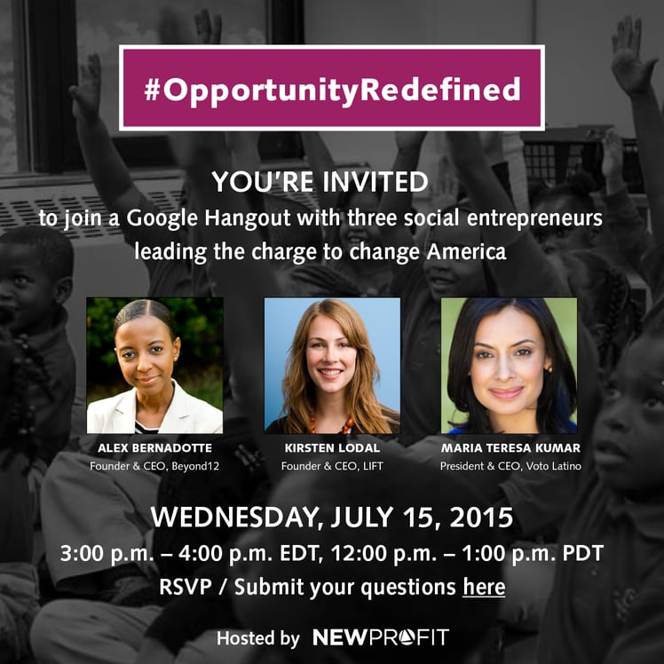 #OpportunityRedefined: Stay Tuned for Live Video of our 7/15 Google Hangout on Problem Solving, Diversity, and Inclusion