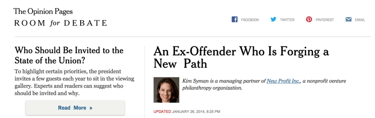 The New York Times: An Ex-Offender Who Is Forging A New Path by Kim Syman