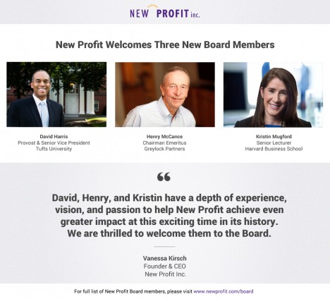 Three Visionary Leaders Join New Profit's Board of Directors